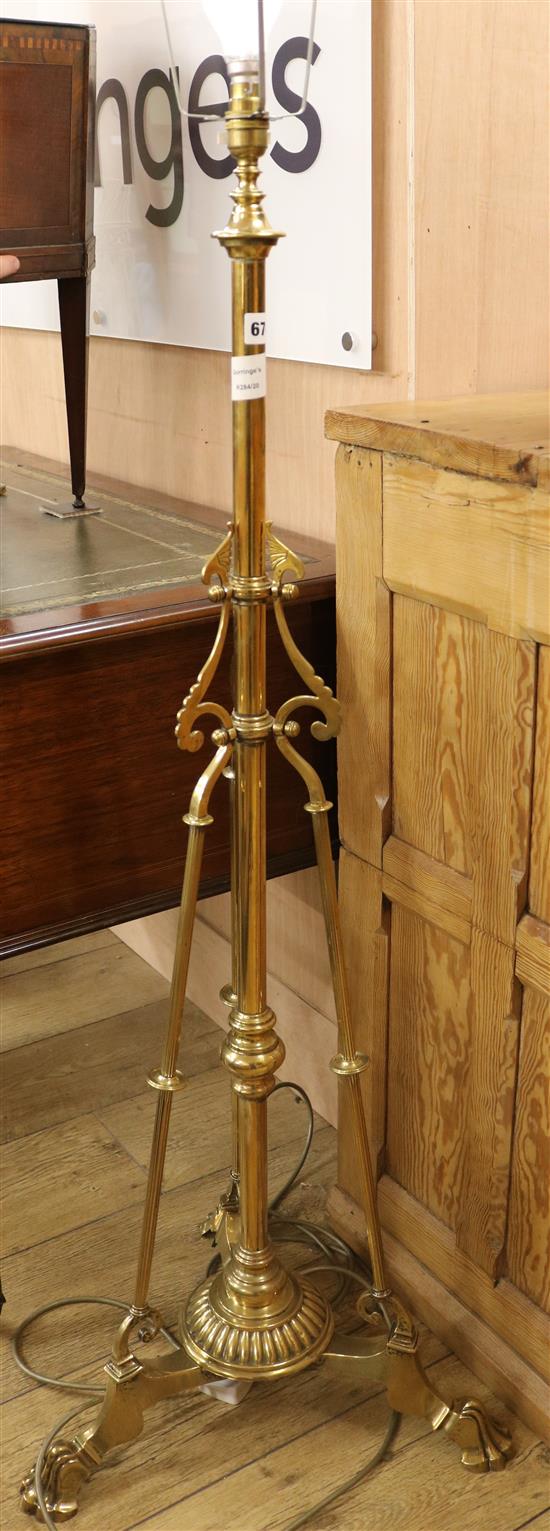 A Victorian cast brass telescopic standard lamp, H.125cm